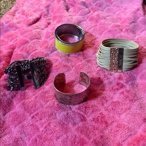 Stylish Bracelet Set in Yellow, Silver, and Pink